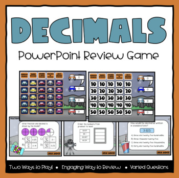 Preview of Decimals Jeopardy Math Review Game - Fourth Grade