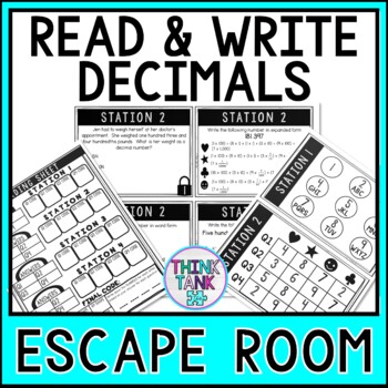 Preview of Decimals MATH Escape Room | 5.NBT.A.3 | Common Core | Read and Write Decimals