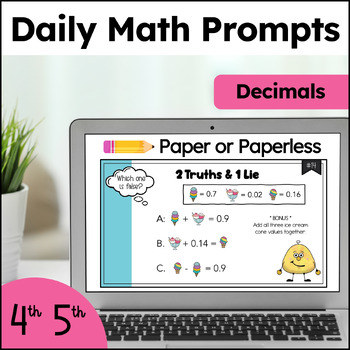 Preview of 4th Grade Math Warm Up - Decimal Number Talks - Paperless Morning Work Journal