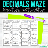 Decimals Maze Center or Station Worksheet - Fourth Grade