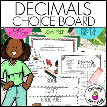 Preview of Decimals Menu Choice Board for Differentiation, Enrichment and Early Finishers