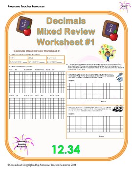 Preview of Decimals Mixed Review Worksheet #1