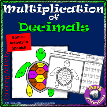 Preview of Multiplying Decimals to the Hundredths Place Value-Bonus in Spanish