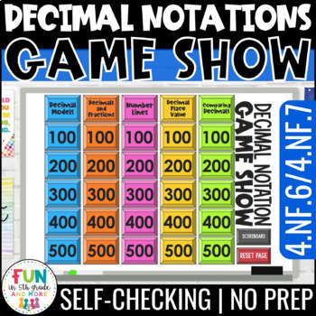 Preview of Decimals Notations Game Show - 4th Grade Math Review Game 4.NF.6 - 4.NF.7