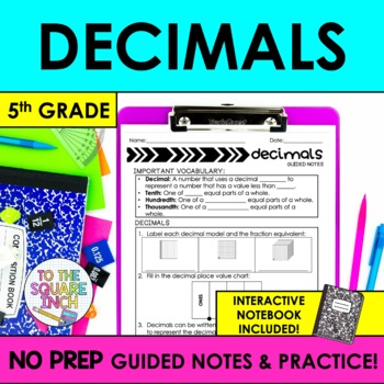 Preview of Decimals Notes & Practice | Introduction to Decimals Notes 