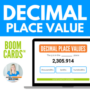 Preview of Decimals Place Value Boom Cards™ Tenth Hundredth Thousandth Digital Activity