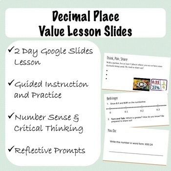 Preview of Decimals Place Value Lesson Google Slides