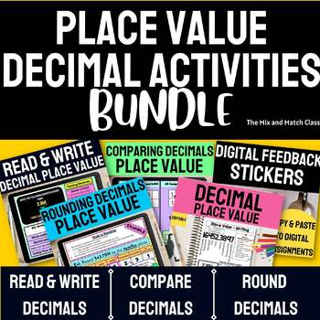 Preview of Decimals Place Value Read & Write, Compare Decimals, Round Decimals | BUNDLE