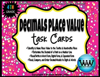 Preview of Decimals Place Value Task Cards (to the hundredths place)