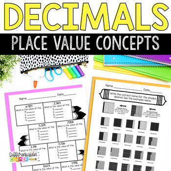 Preview of Decimals Place Value Worksheets