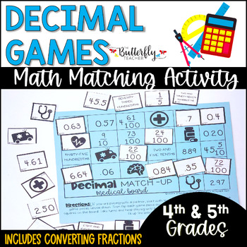 Preview of Decimals Math Games Converting Fractions to Decimals 4th 5th Grade Math Centers