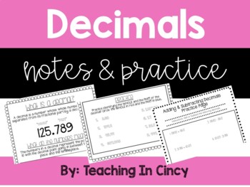 Preview of Decimals Practice Packet & Study Guide