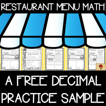 Preview of Decimals Practice with Restaurant Menus {A Free Sample}