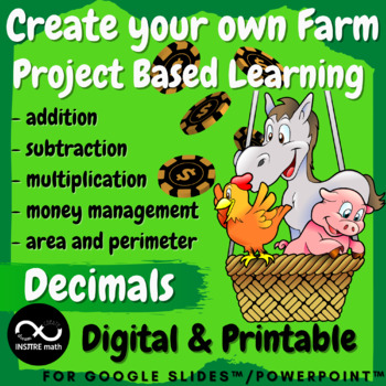 Preview of Decimals Project Based Learning Activity CREATE FARM PBL Math Enrichment Summer