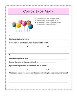 Preview of Decimals Real World Math: Candy Shop