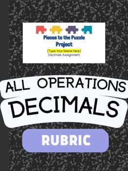 Preview of Decimals Rubric: Part 2 - Pieces of the Puzzle