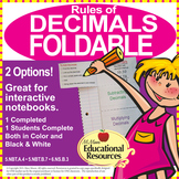 Decimals - Rules of Decimals FOLDABLE - 5th Grade Math & 6