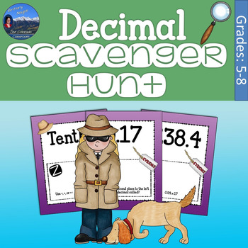 Preview of Decimals Scavenger Hunt Math Game - Decimals Review Activity