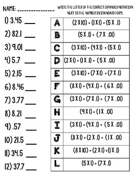 Decimals - Standard Form to Expanded Notation by Keepin' it Fresh in Fourth