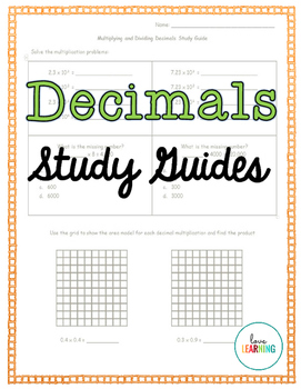 Preview of Decimals Study Guides and Review Activity