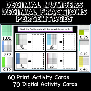 Decimal & Percentage cards Fraction New set of 30 cards 
