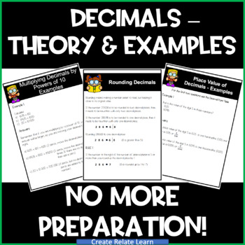 Preview of Grade 5 Decimals Notes & Practice Pre-Test Lessons Guided Notes