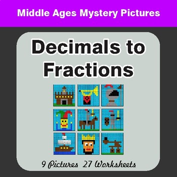 Decimals To Fractions - Color-By-Number Math Mystery Pictures