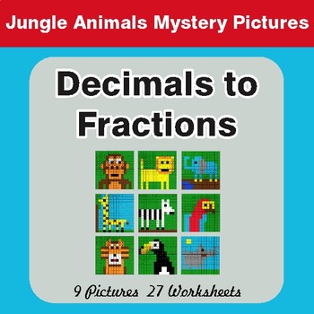 Decimals To Fractions - Color-By-Number Math Mystery Pictures