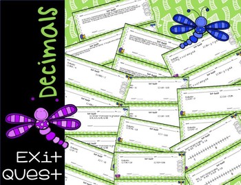 Preview of Decimals Unit - Exit Quest Tickets for all Topics