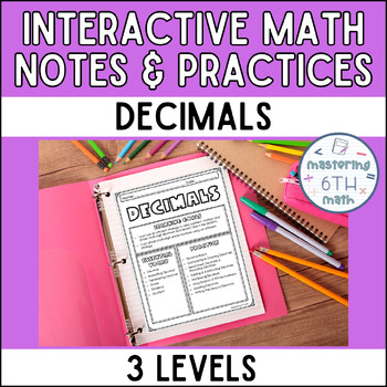 Preview of Leveled Interactive Math Notes & Practices - Decimals Unit