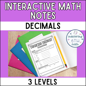 Preview of Leveled Interactive Math NOTES ONLY - Decimals Unit