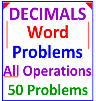 Preview of Decimals Word Problems ALL Operations (50 Problems)
