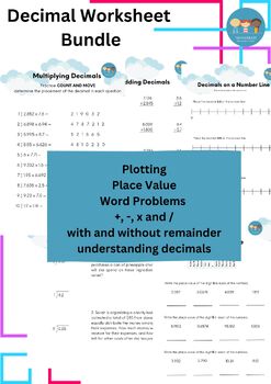 Preview of Decimals Worksheet Bundle *NO PREP*