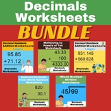 Decimals Worksheets  -Addition - Division  - Multiplying b