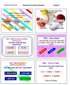 Preview of Decimals Worksheets (Set of 6)