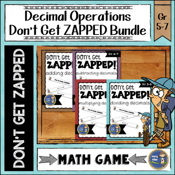 Preview of Decimals Don't Get ZAPPED Partner Math Games Bundle - Decimals Review Activity