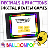 4th Grade Decimals & Fractions Digital Math Review Games B