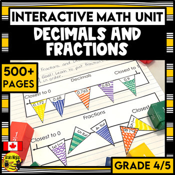 Preview of Decimals and Fractions Interactive Math Unit | Grade 4 and Grade 5