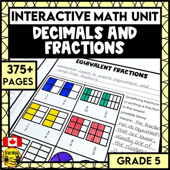 Preview of Decimals and Fractions Interactive Math Unit | Grade 5