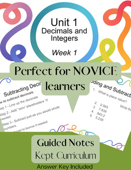 Preview of Decimals and Integers Week 1 Guided Notes with Answer Key