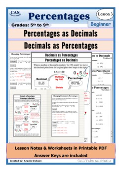 Preview of Decimals and Percentages Lesson and Worksheets