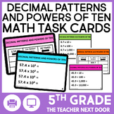 5th Grade Decimal Patterns and Powers of Ten Task Cards Ma
