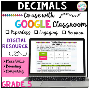 Preview of Decimals Digital Math Centers - Decimal Place Value & Rounding DISTANCE LEARNING