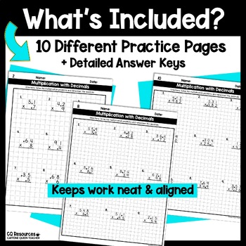 multiplying decimals using multi digit multiplication on graph paper