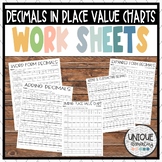 Decimals in Place Value Charts (adding, subtracting, word 