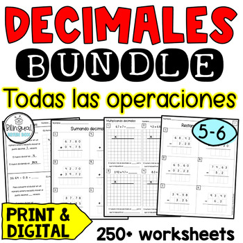 Preview of Decimals in Spanish - Decimales Suma, Resta, Multiplicación, División