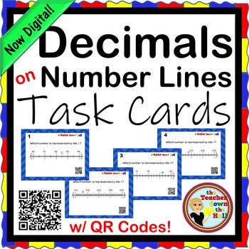 Preview of Decimals on a Number Line Task Cards NOW Digital!