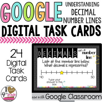 Preview of Decimals on a Number Line Digital Task Cards for Google Classroom
