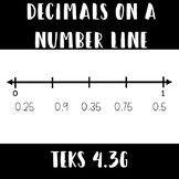 Decimals on a Number Line Freebie TEKS 4.3G