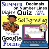 Decimals on a Number Line Google Forms Quiz Summer Themed